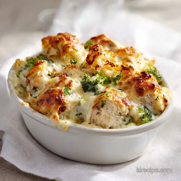 Elegant plated Chicken Divan. Steaming, creamy sauce coats tender chicken and bright green broccoli, topped with golden, t...