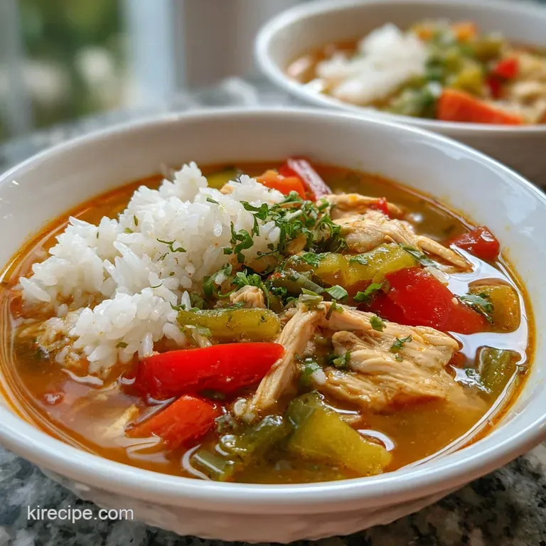 Hot Spicy Chicken Soup Recipe with Rice and Vegetables