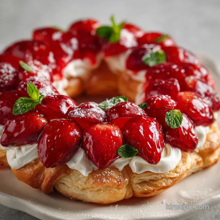 Slice of frosted pastry with vibrant red jelly filling on a white plate, dusted with powdered sugar. Delicious!