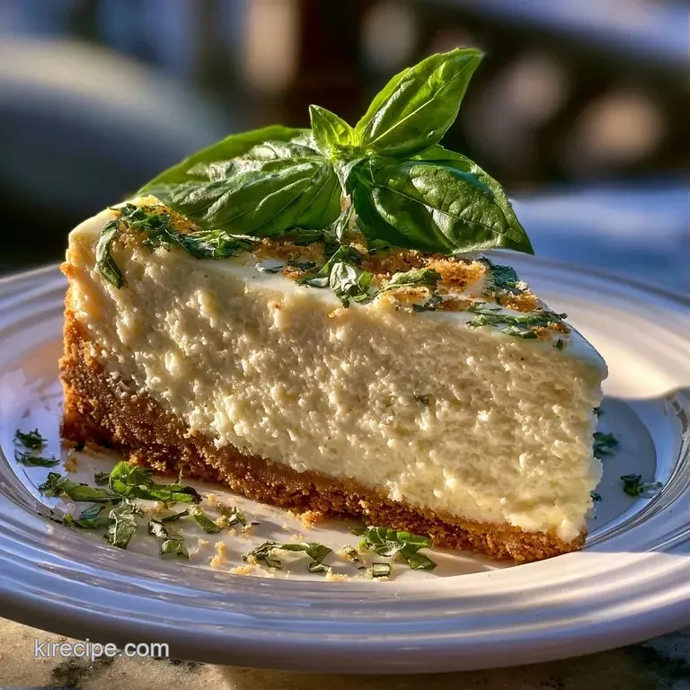Elegant slice of pale green cream cake on a ceramic plate, garnished with a mint sprig and a drizzle of honey.