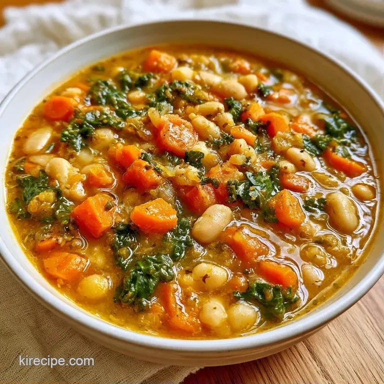 A rustic ceramic bowl filled with vibrant vegetable stew, served with a slice of crusty toasted sourdough bread.