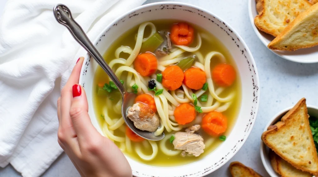 Ginger Chicken Noodle Soup Carrots Celery​