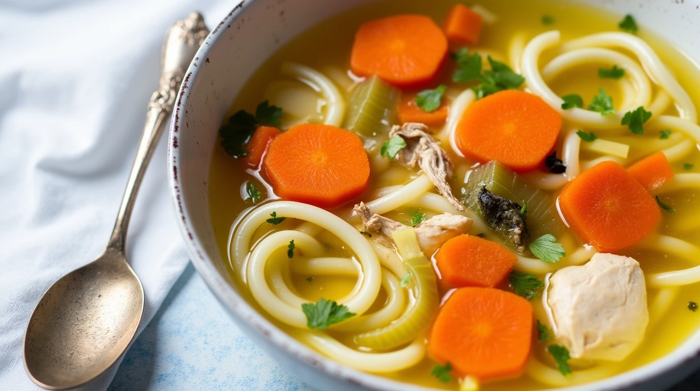 Ginger Chicken Noodle Soup Carrots Celery​