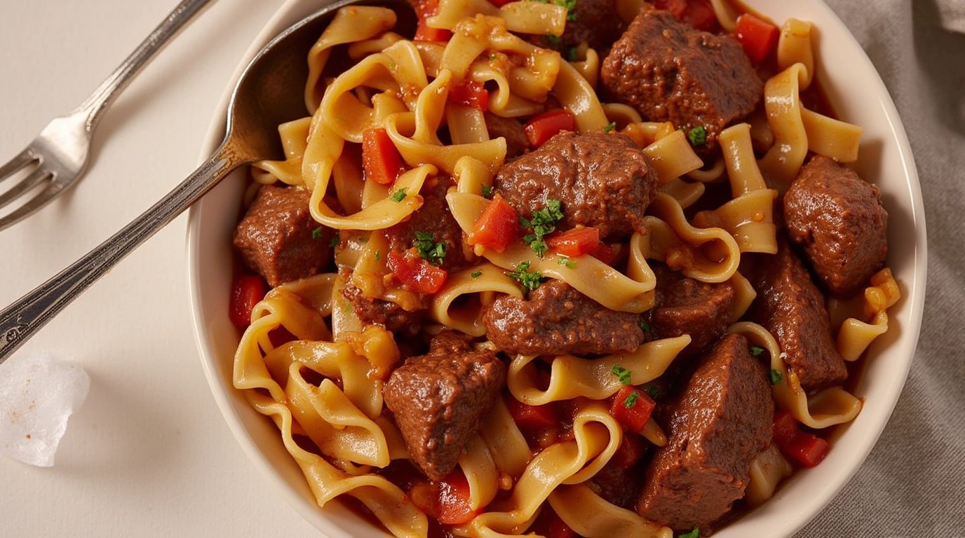 Crockpot Beef Tips and Noodles​​