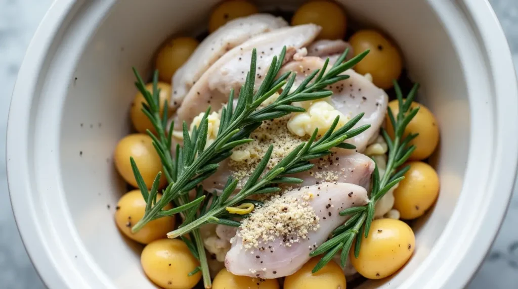 Chicken Mushroom Potatoes Rosemary Crock Pot Recipe