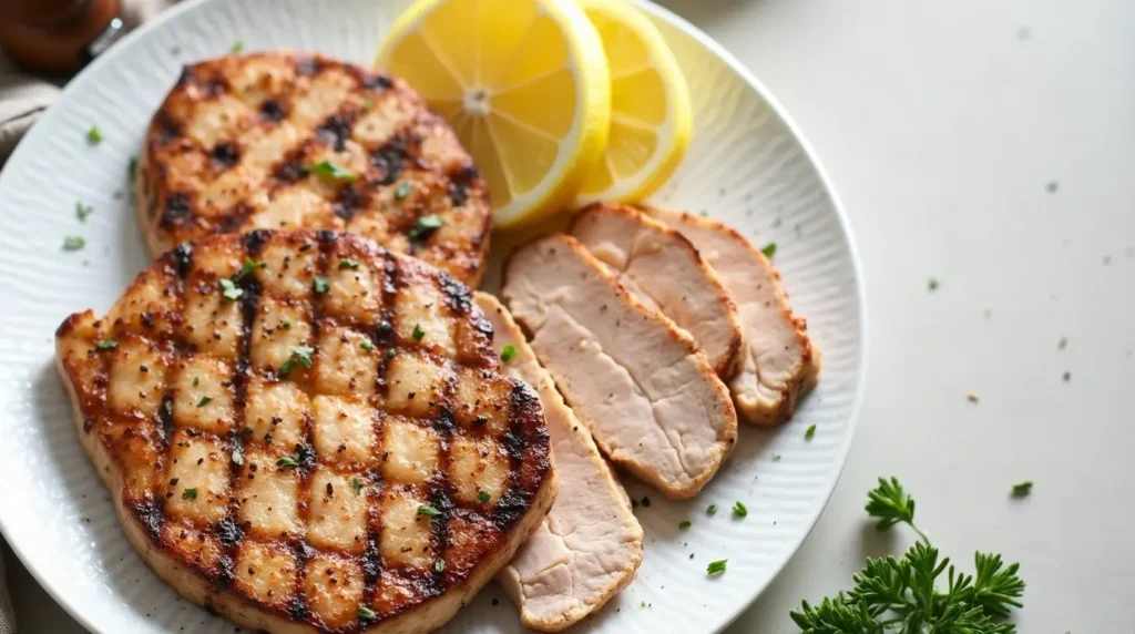 Grilled Chicken with Rice and Cooked Asparagus