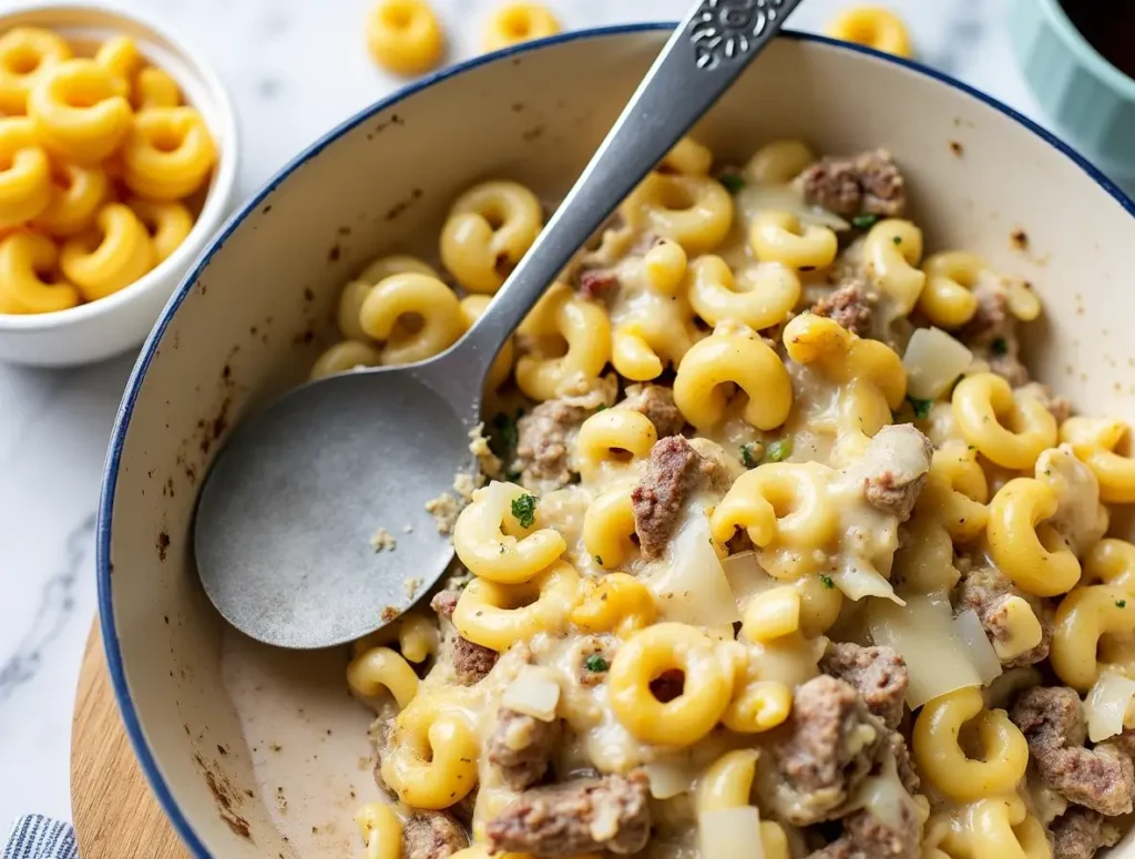 Ground Beef Pasta Alfredo