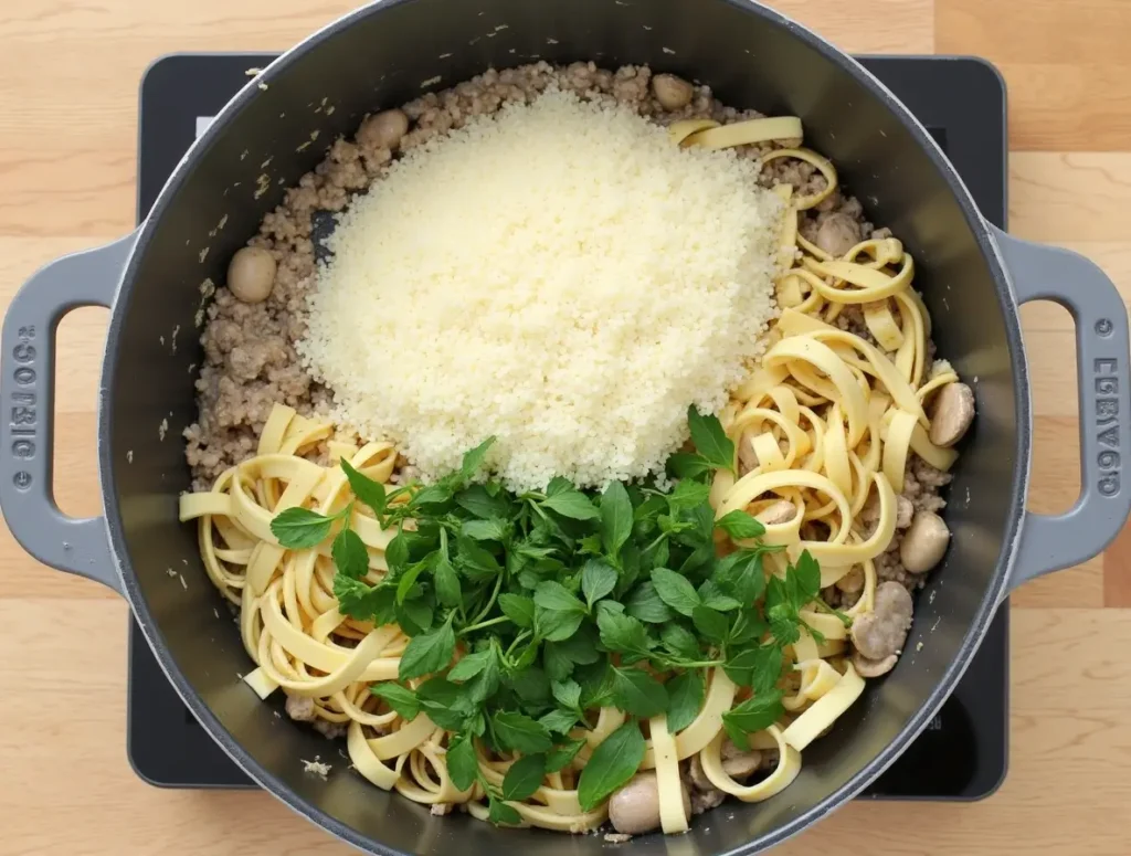 Ground Beef Pasta Alfredo