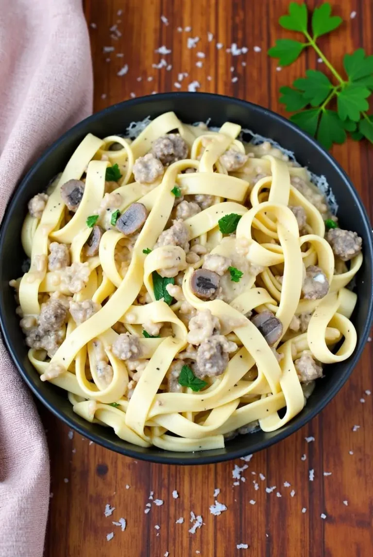 Ground Beef Pasta Alfredo