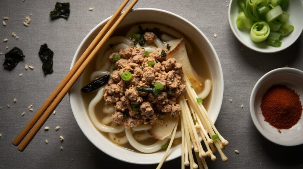 Japanese Udon Soup with Enoki