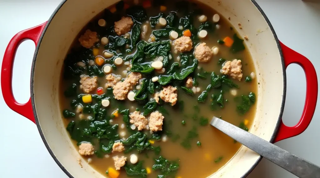 Lemony White Bean Soup with Turkey and Greens