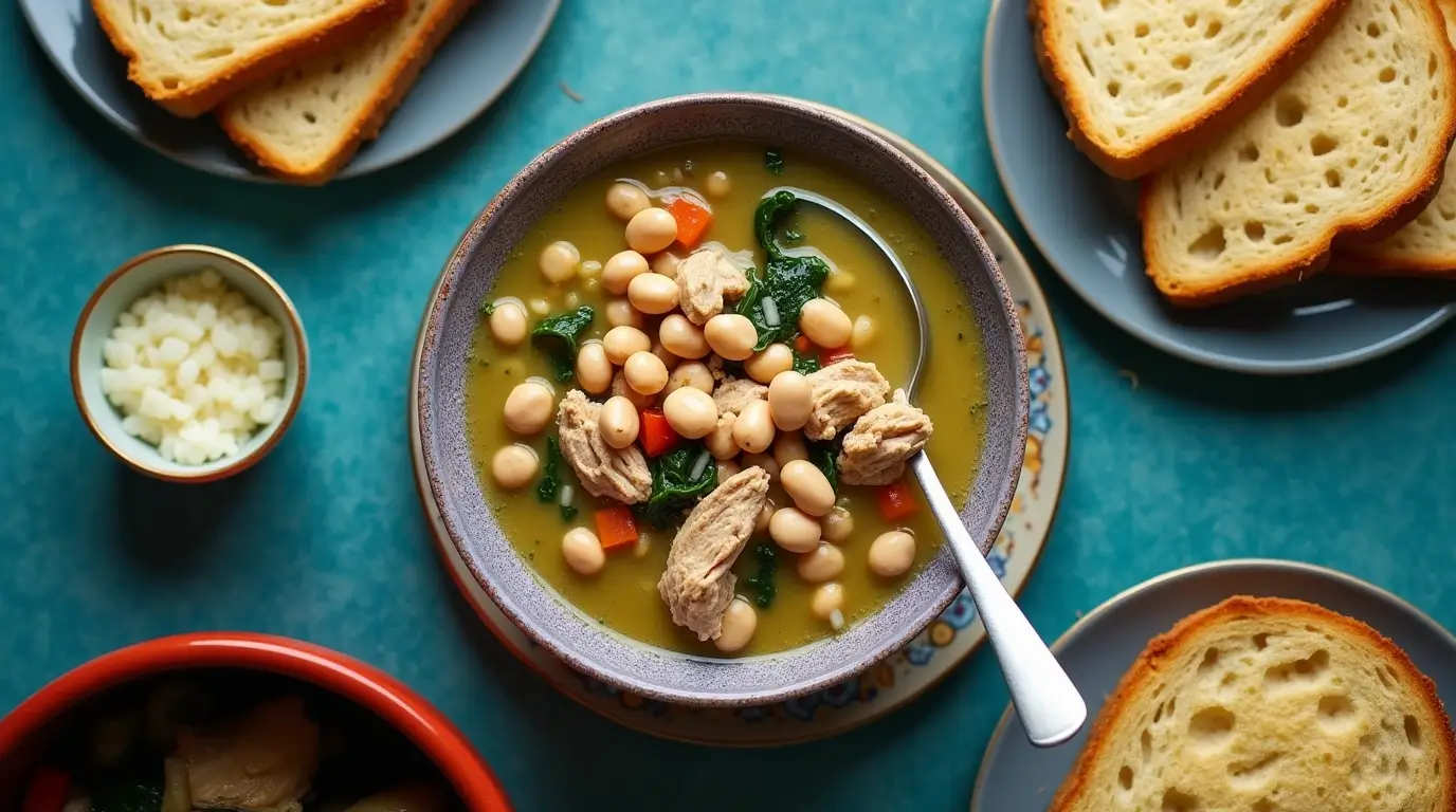 Lemony White Bean Soup with Turkey and Greens