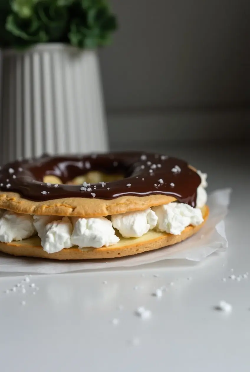 Pastry With Frosting and Jelly Filling in Ring Shape