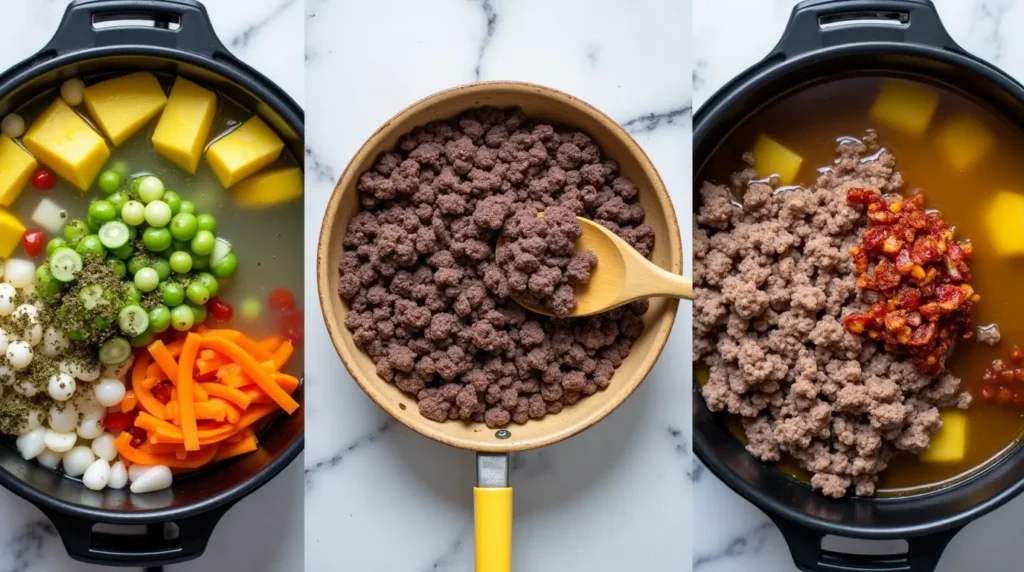 Crock Pot Creamy Potato and Hamburger Soup