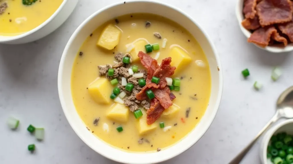 Crock Pot Creamy Potato and Hamburger Soup