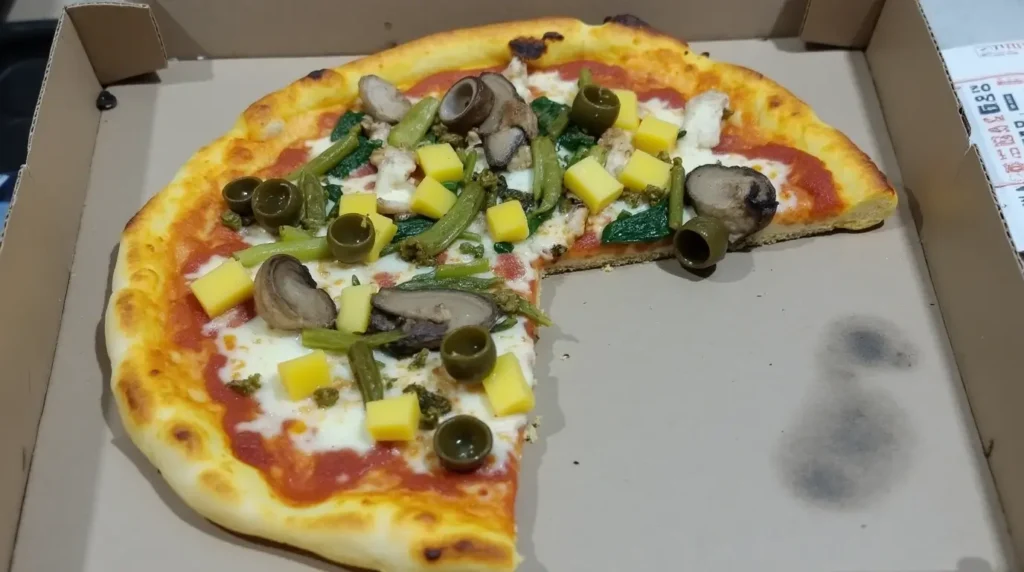 Gourmet Pizza Quattro Formaggi Chicken Garlic Mushrooms Green Olives